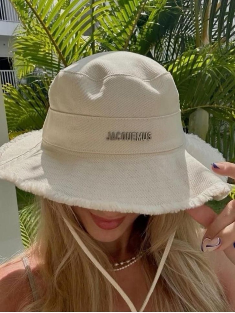 Authentic Jacquemus Cream Frayed Brim Bucket Hat - Picture 2 of 7